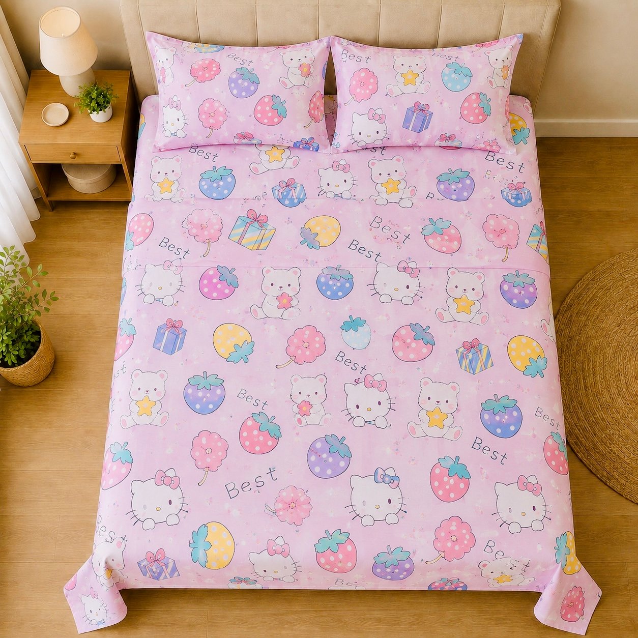 Berry Bliss – 100% Egyptian Cotton Kids Bedsheet Set with 2 Pillowcases