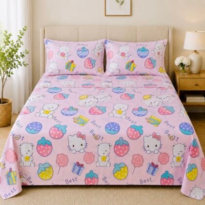 Berry Bliss – 100% Egyptian Cotton Kids Bedsheet Set with 2 Pillowcases