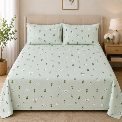 Chelsea Bloom – 100% Egyptian Cotton Floral Bedsheet Set with 2 Pillowcases