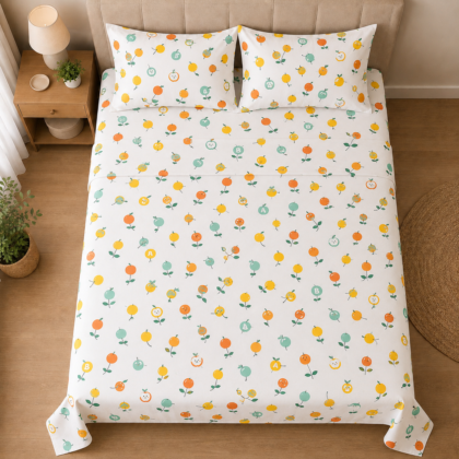 Coral Bliss – 100% Egyptian Cotton Kids Bedsheet Set with 2 Pillowcases