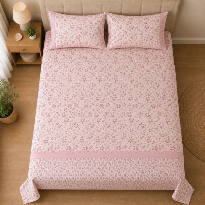 Floral bedsheet set with 2 pillowcases