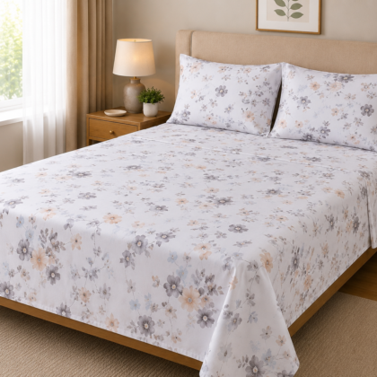 Floral bedsheet set with 2 pillowcases