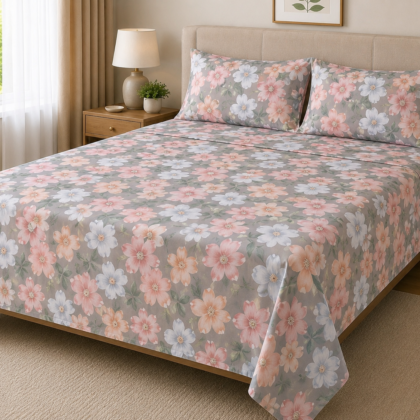 Floral bedsheet set with 2 pillowcases