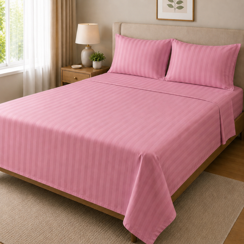 250 TC Egyptian cotton bedsheet set in Blush Petal colour