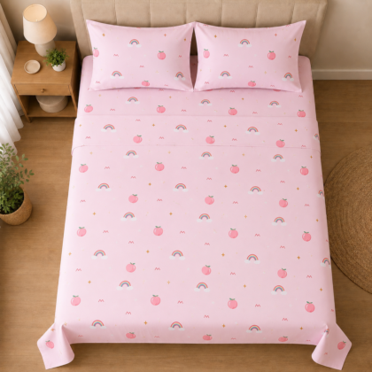 Peach Bliss 100% Egyptian cotton kids bedsheet set with matching pillowcases