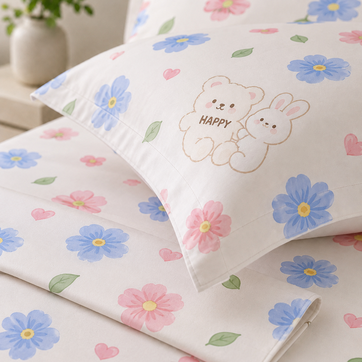 Blossom Bliss kids bedsheet set pillowcase detail
