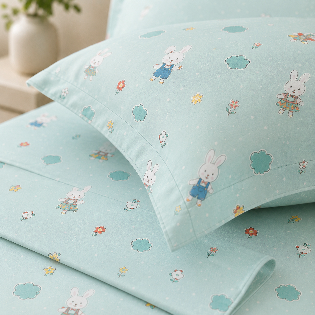 Meadow Bliss – 100% Egyptian Cotton Kids Bedsheet Set with 2 Pillowcases