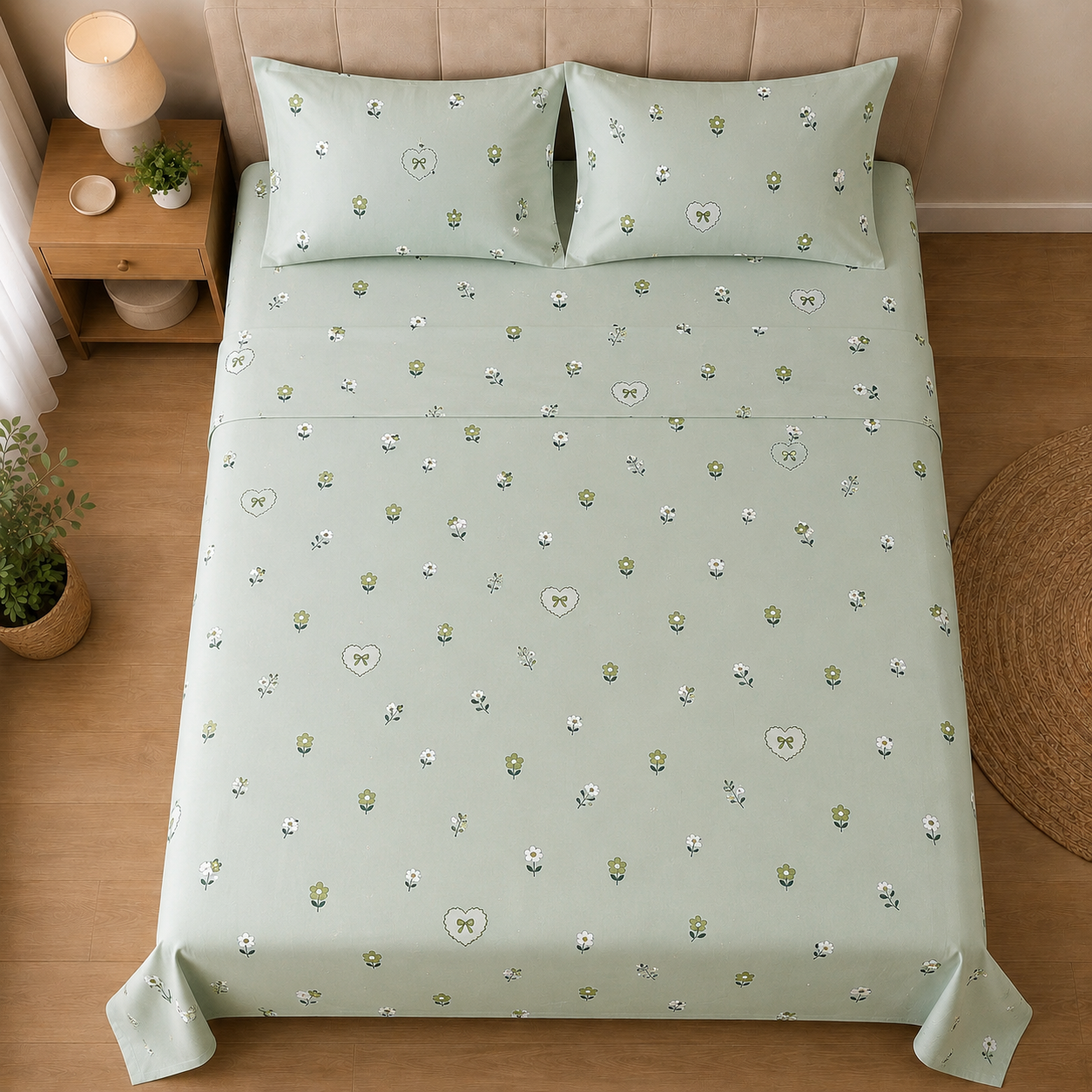 Sunny Bliss – 100% Egyptian Cotton Kids Bedsheet Set with 2 Pillowcases