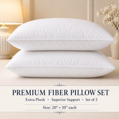 Luxury Fiber Pillow Set (Set of 2) – Premium Soft & Plush